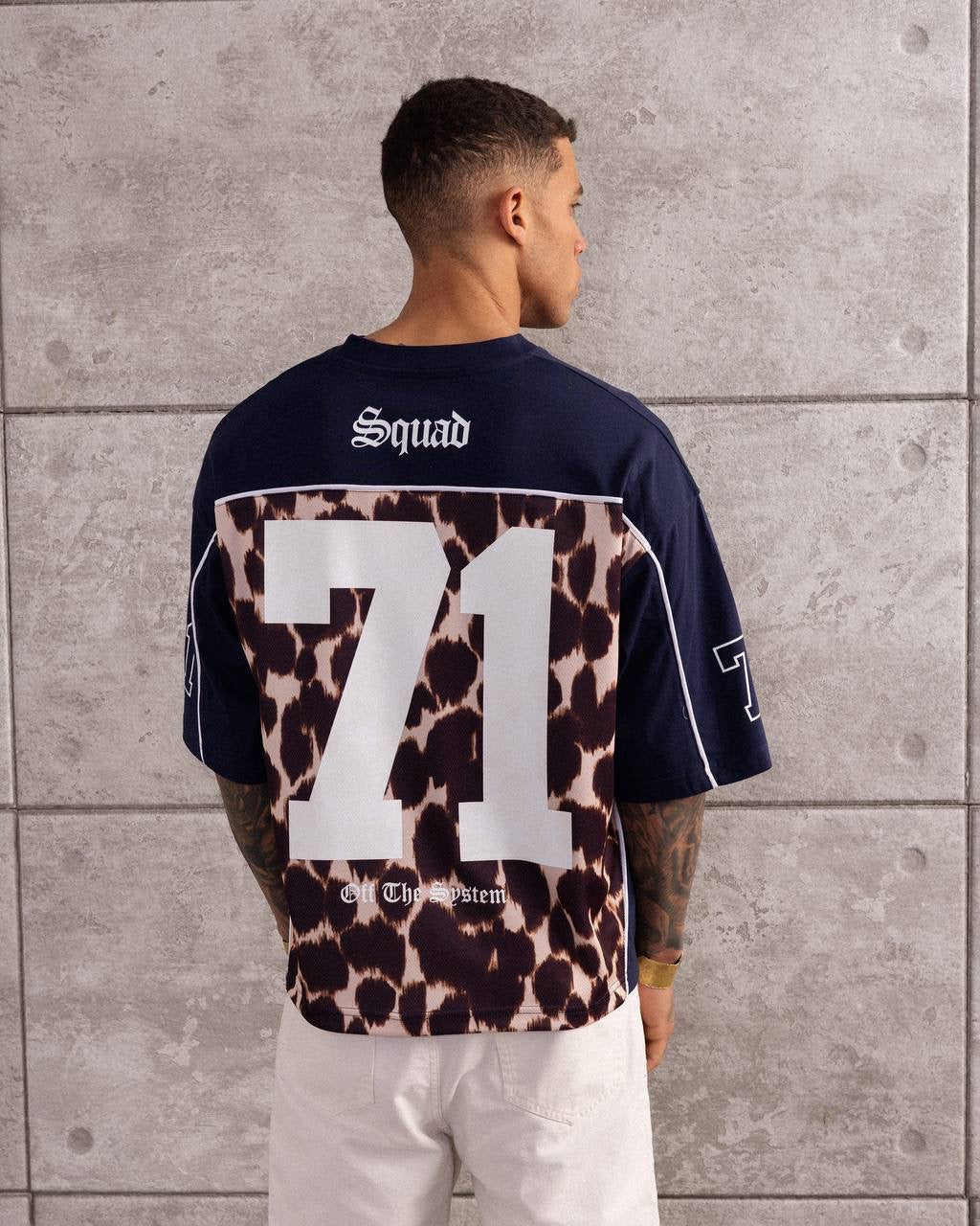 Squad 71 – Men’s Leopard Print Oversized Jersey T-Shirt