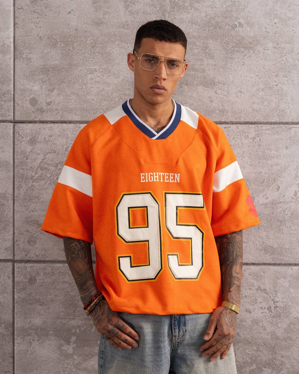 Vintage 95 Patch Football Jersey – Retro Oversized Streetwear T-Shirt