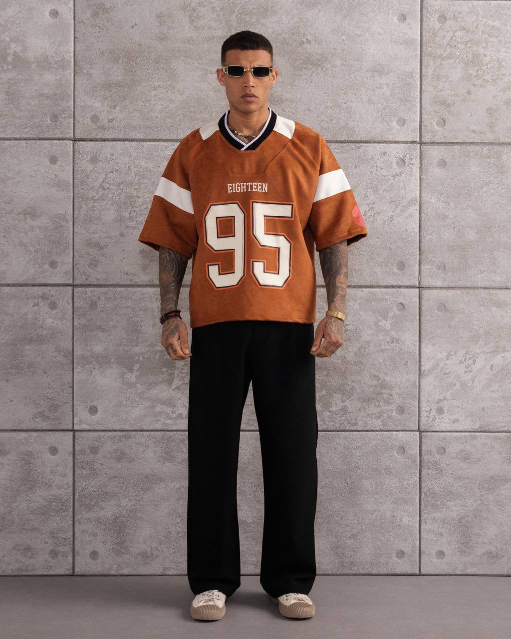 Vintage 95 Patch Football Jersey – Retro Oversized Streetwear T-Shirt