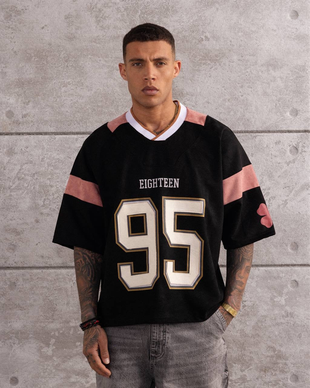 Vintage 95 Patch Football Jersey – Retro Oversized Streetwear T-Shirt