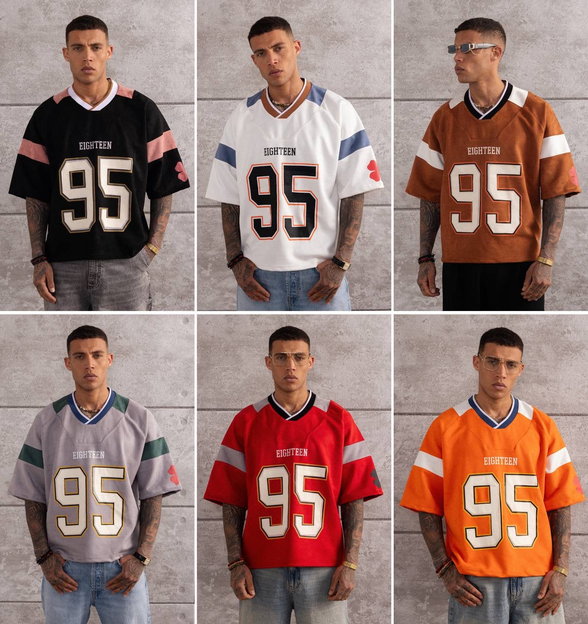 Vintage 95 Patch Football Jersey – Retro Oversized Streetwear T-Shirt