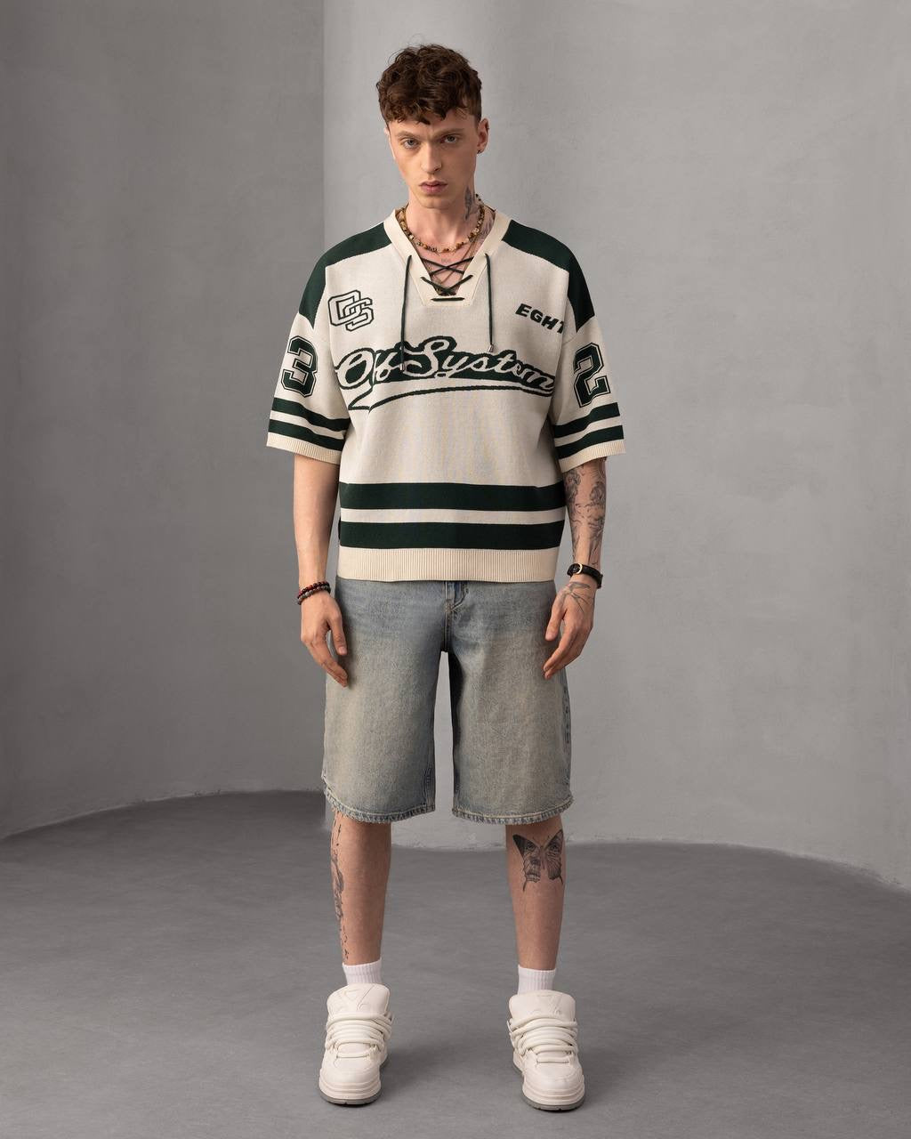 Oversized Varsity Knit Jersey – Retro Sportswear Street Top