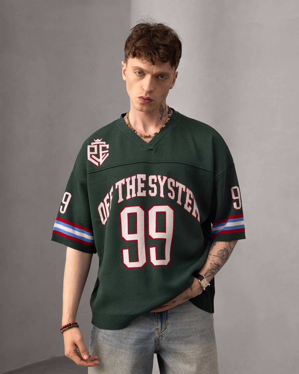Off-The-System 99 Oversized Varsity T-Shirt – Unisex Streetwear