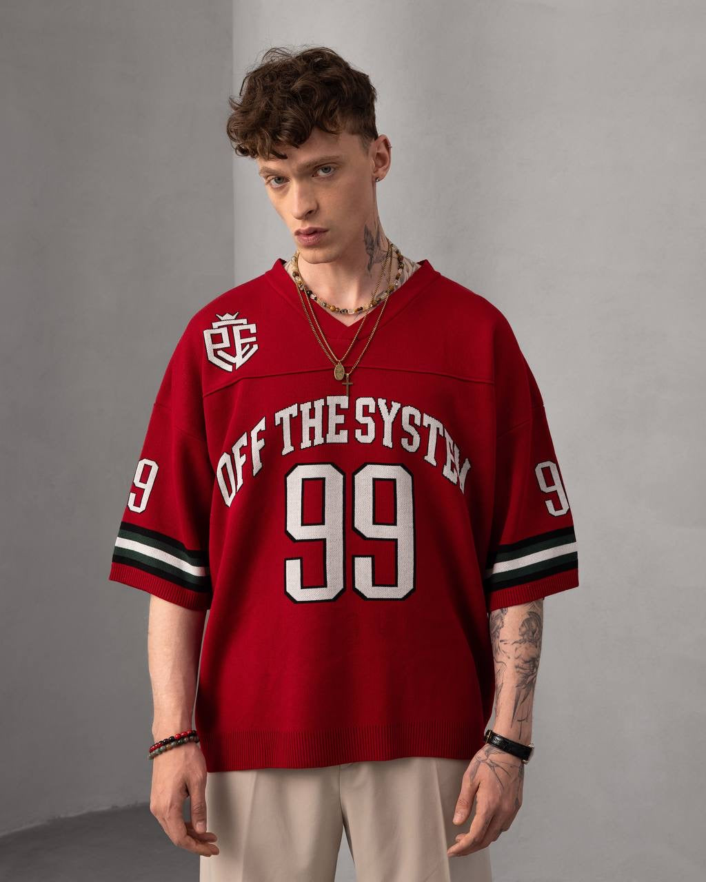 Off-The-System 99 Oversized Varsity T-Shirt – Unisex Streetwear