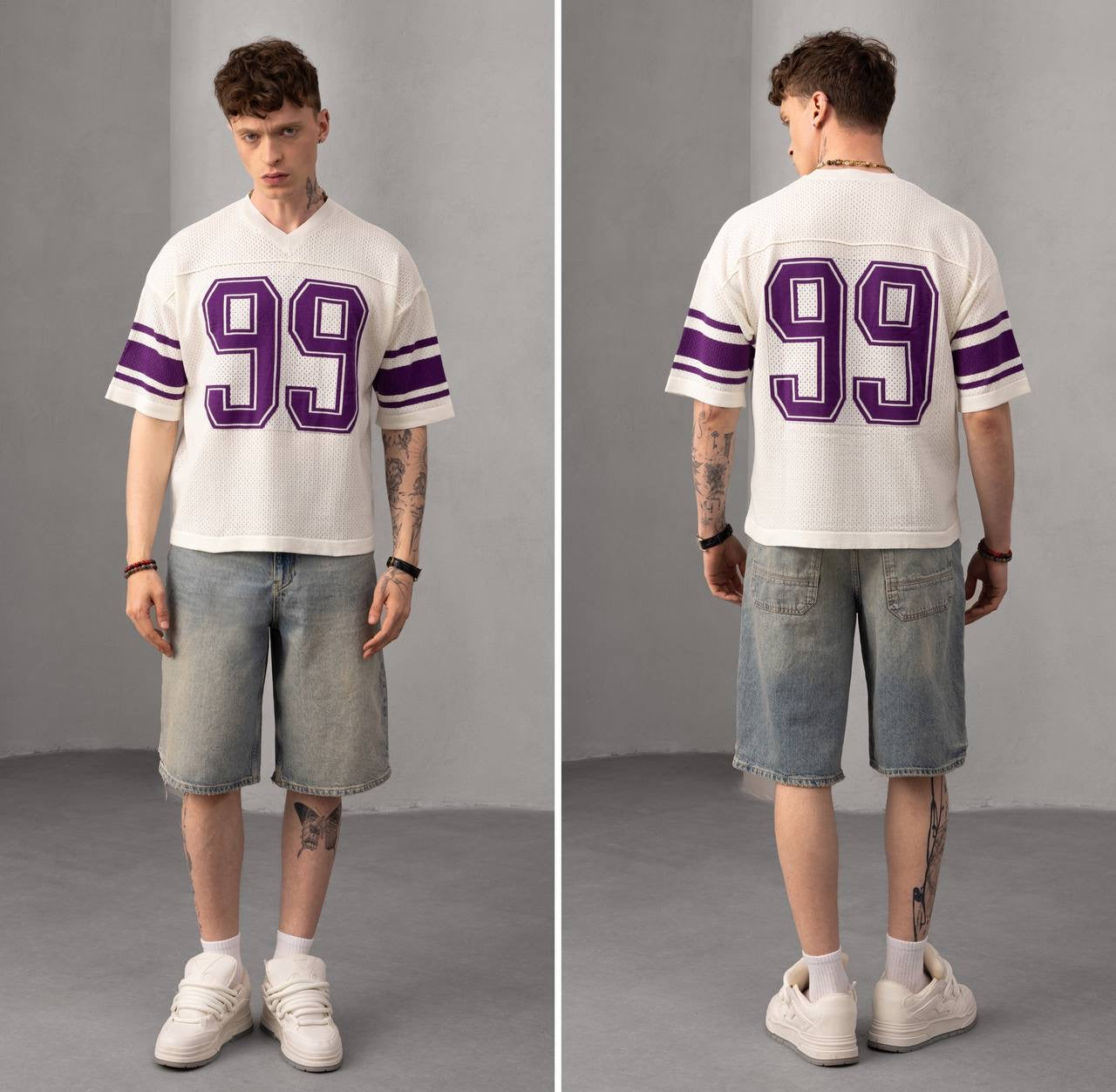 Retro Mesh Jersey – Oversized Sports T-Shirt with Number 99