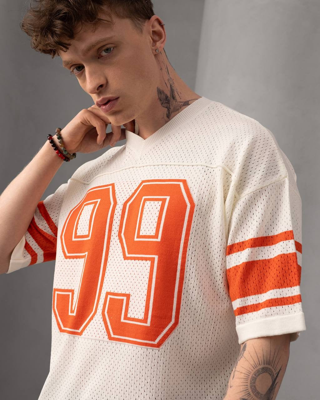Retro Mesh Jersey – Oversized Sports T-Shirt with Number 99