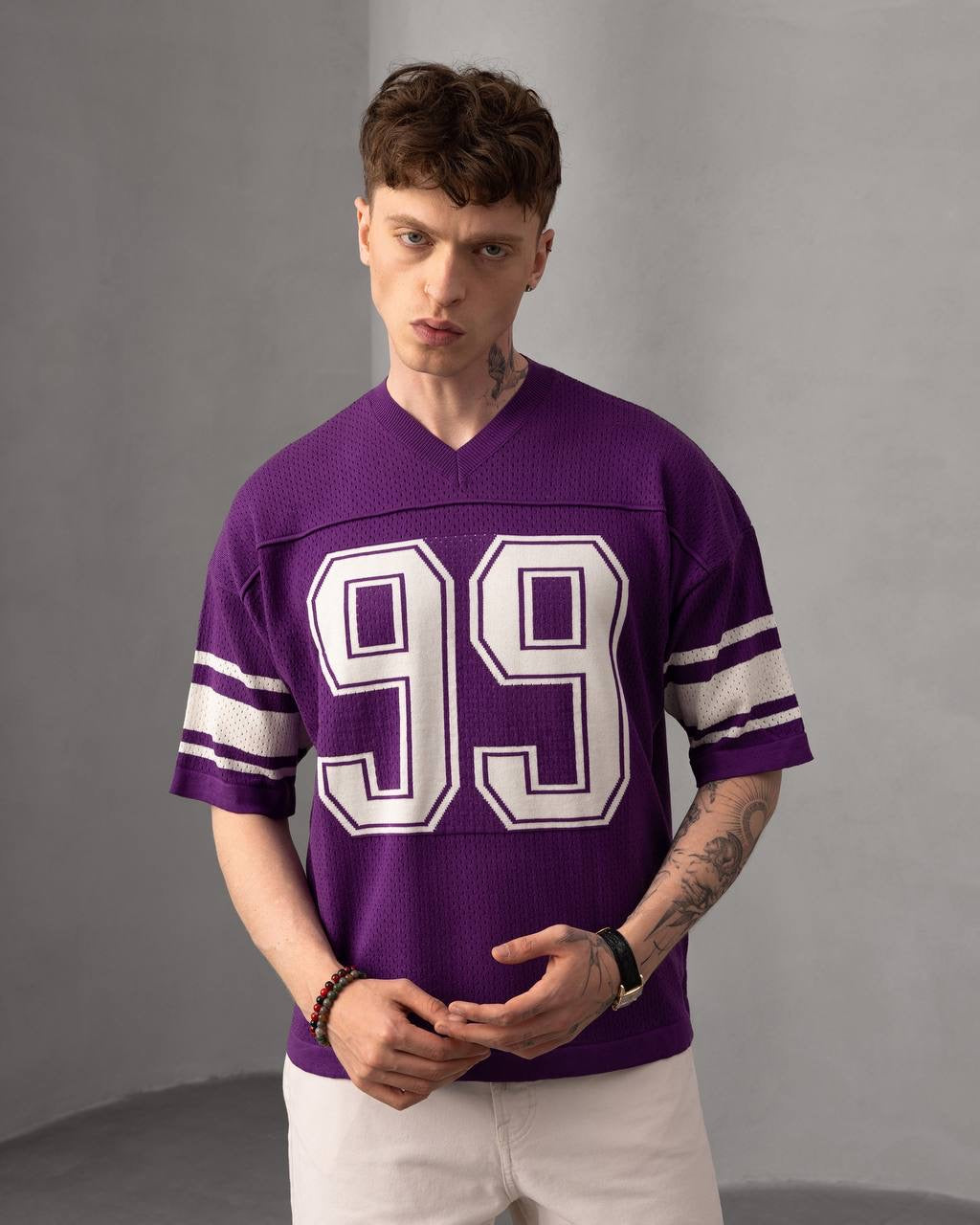 Retro Mesh Jersey – Oversized Sports T-Shirt with Number 99