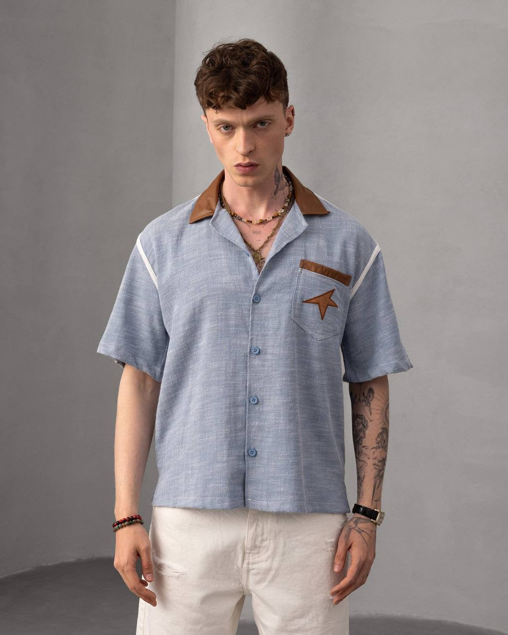 Star Pocket Button-Up Shirt – Men's Retro Style Summer Shirt