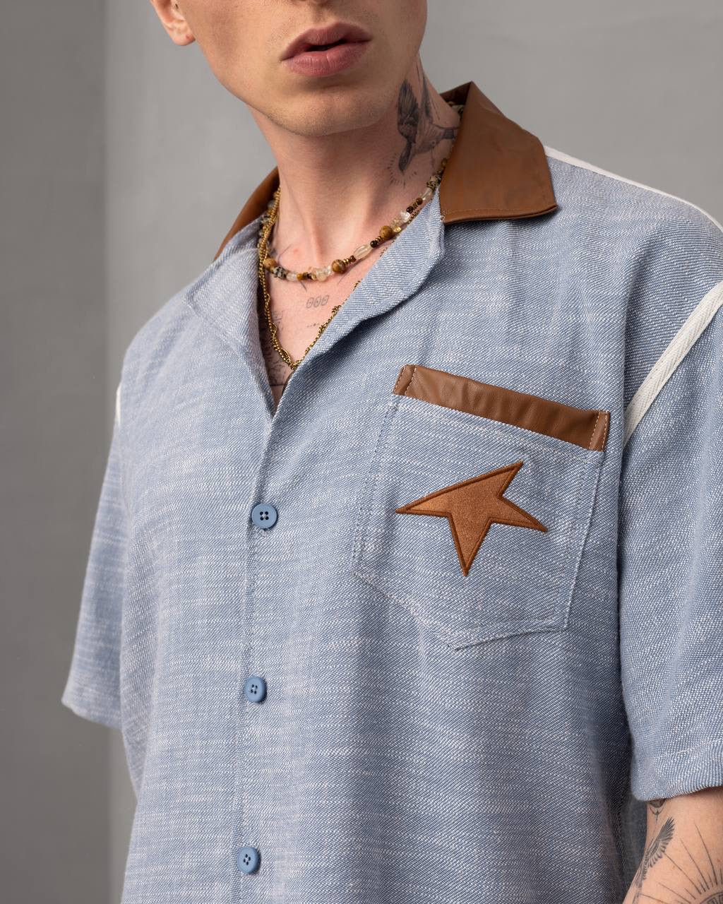 Star Pocket Button-Up Shirt – Men's Retro Style Summer Shirt