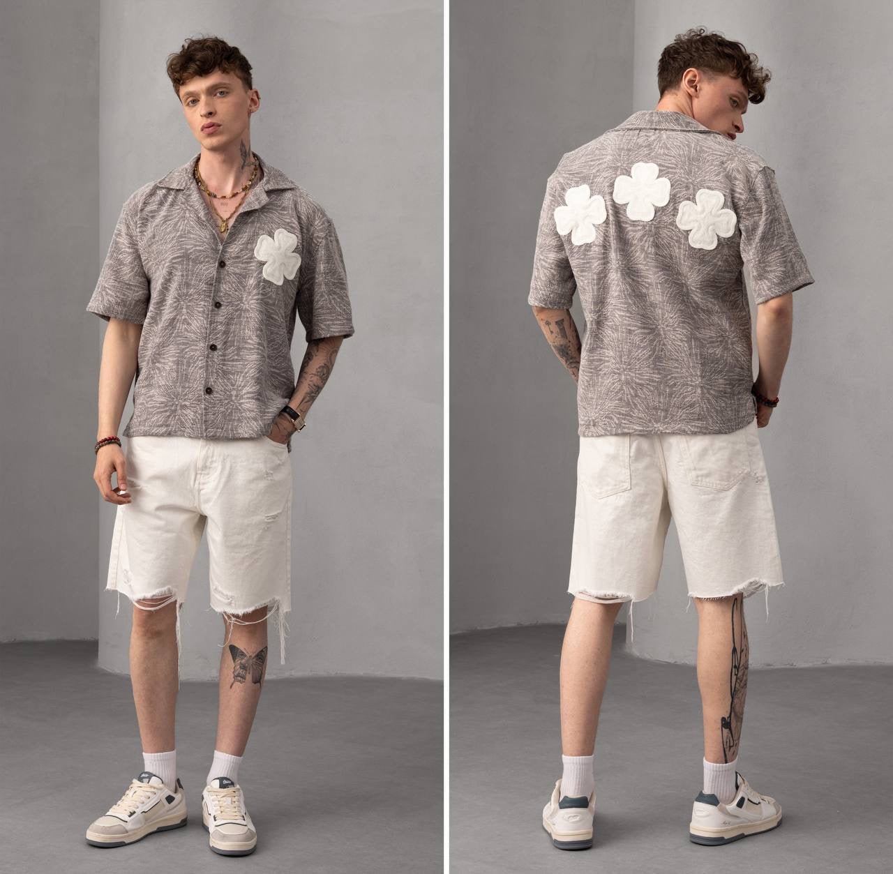 Clover Patch Button-Up Shirt – Men's Casual Summer Top