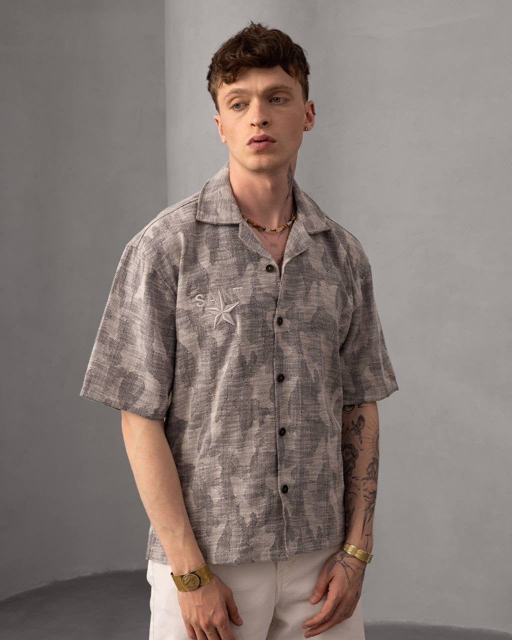 Star Button-Up Shirt – Casual Summer Short Sleeve