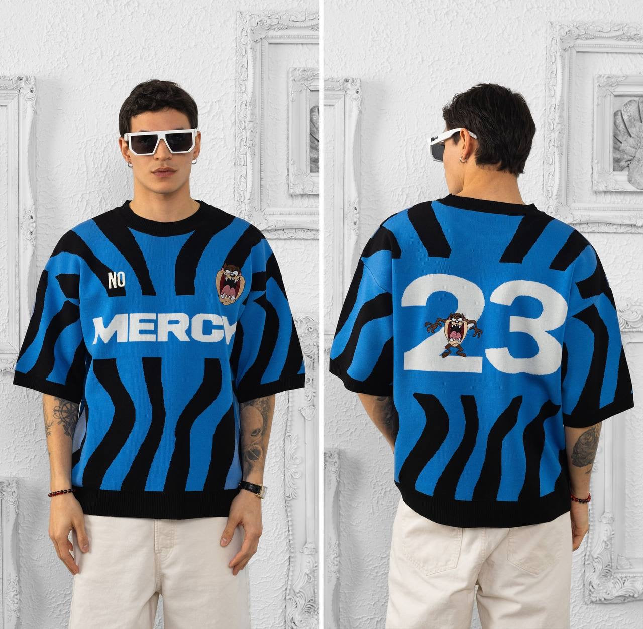 Oversized Knitted T-Shirt – Streetwear Graphic Top