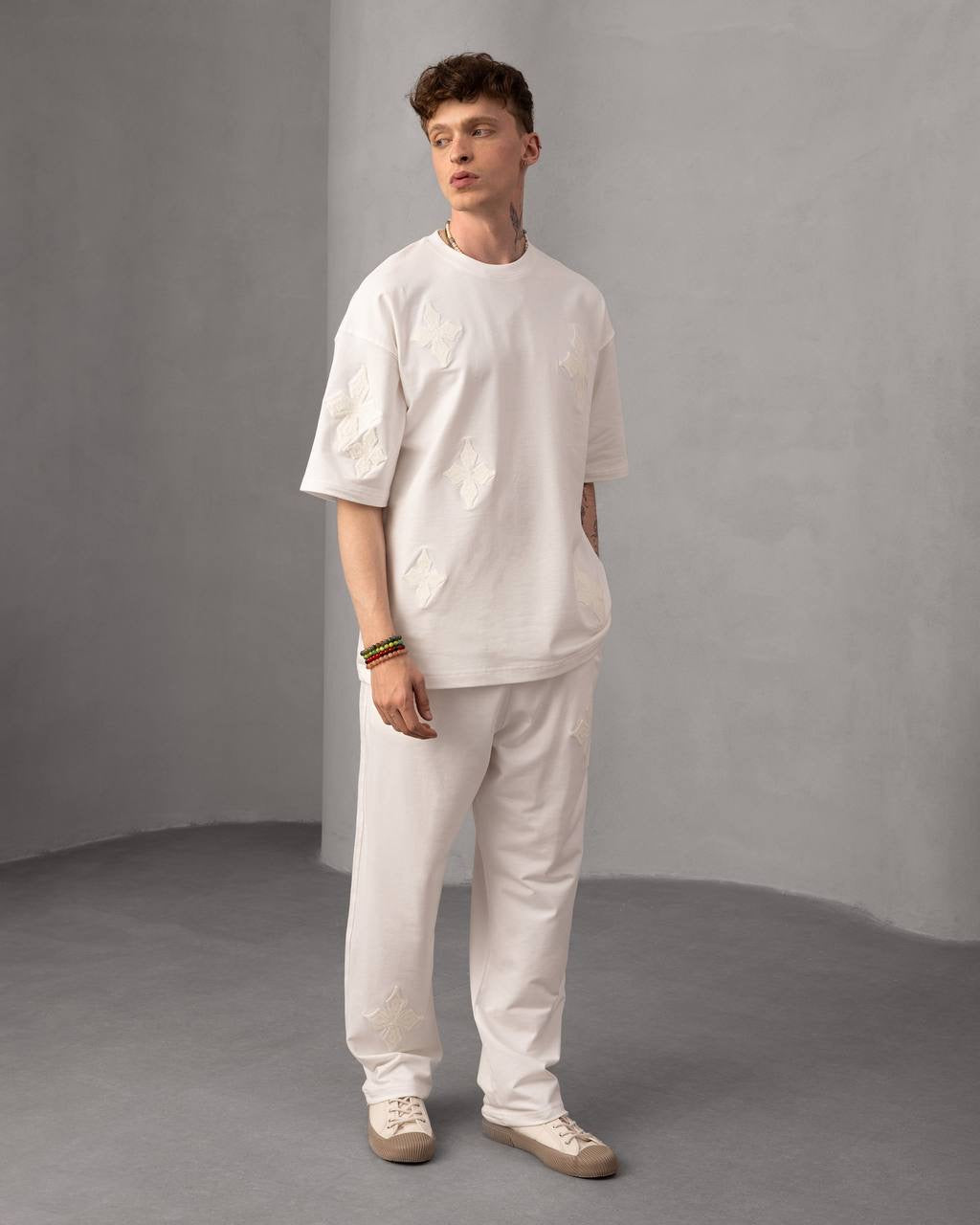 Embroidered Cross Patch Streetwear Set