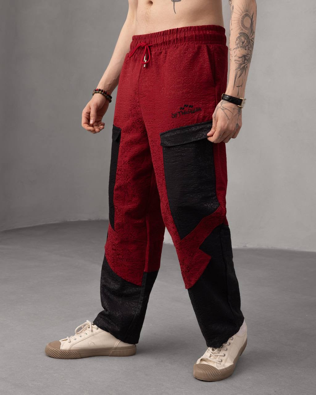 Textured Patchwork Streetwear Jacquard Cargo Pant