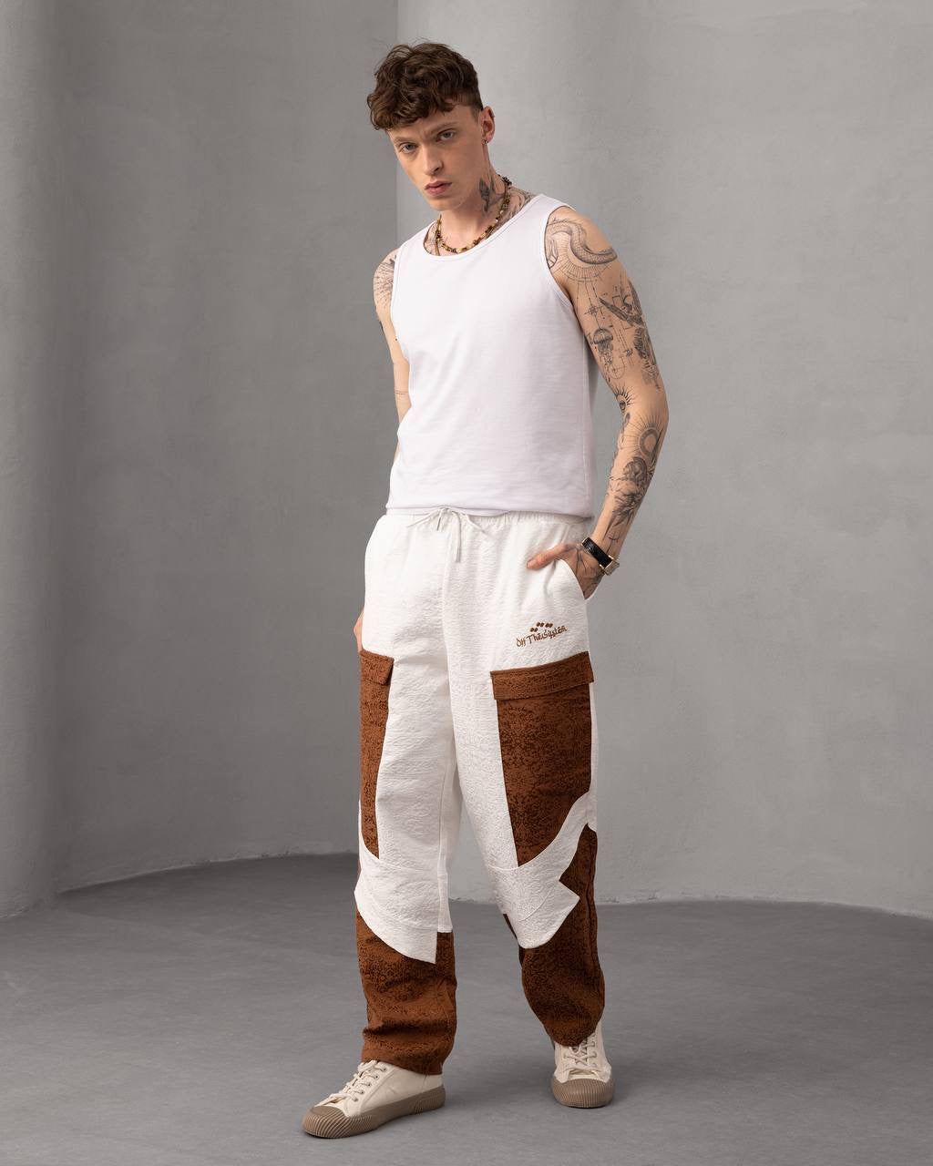 Textured Patchwork Streetwear Jacquard Cargo Pant