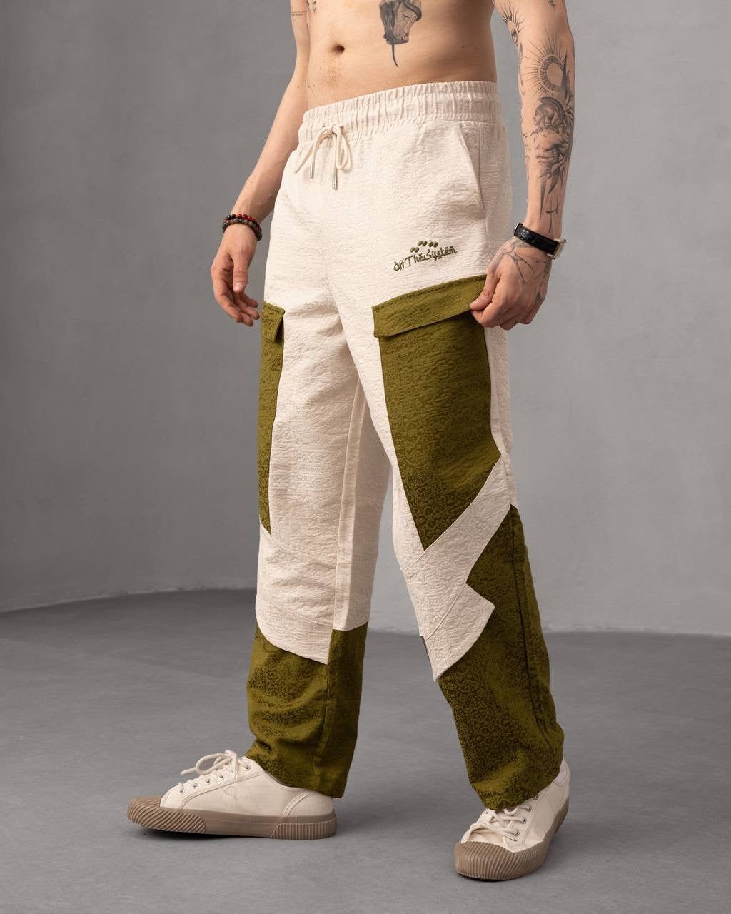 Textured Patchwork Streetwear Jacquard Cargo Pant