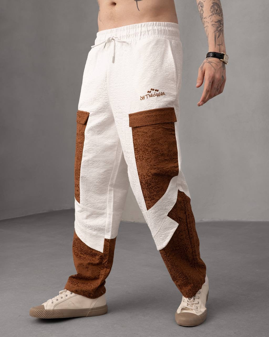 Textured Patchwork Streetwear Jacquard Cargo Pant