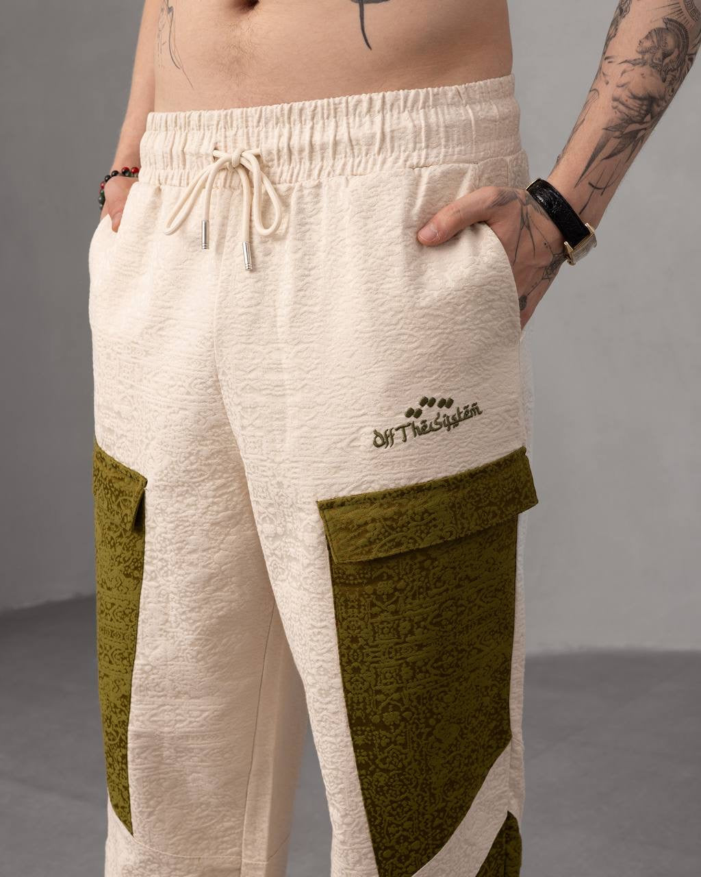 Textured Patchwork Streetwear Jacquard Cargo Pant