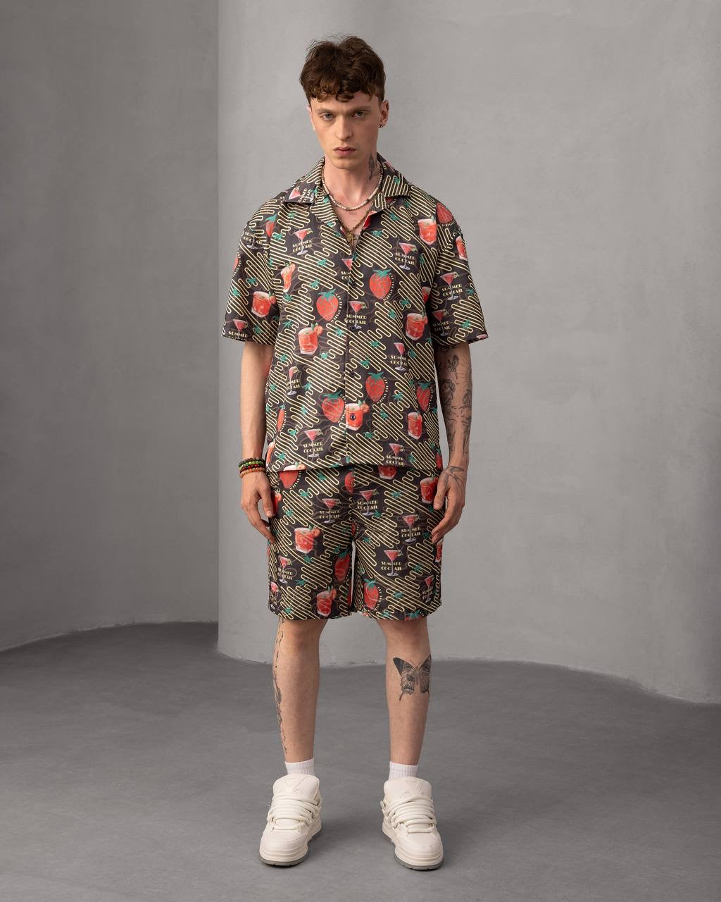 Tropical Paradise Floral Print Short Sleeve Shirt & Shorts Set