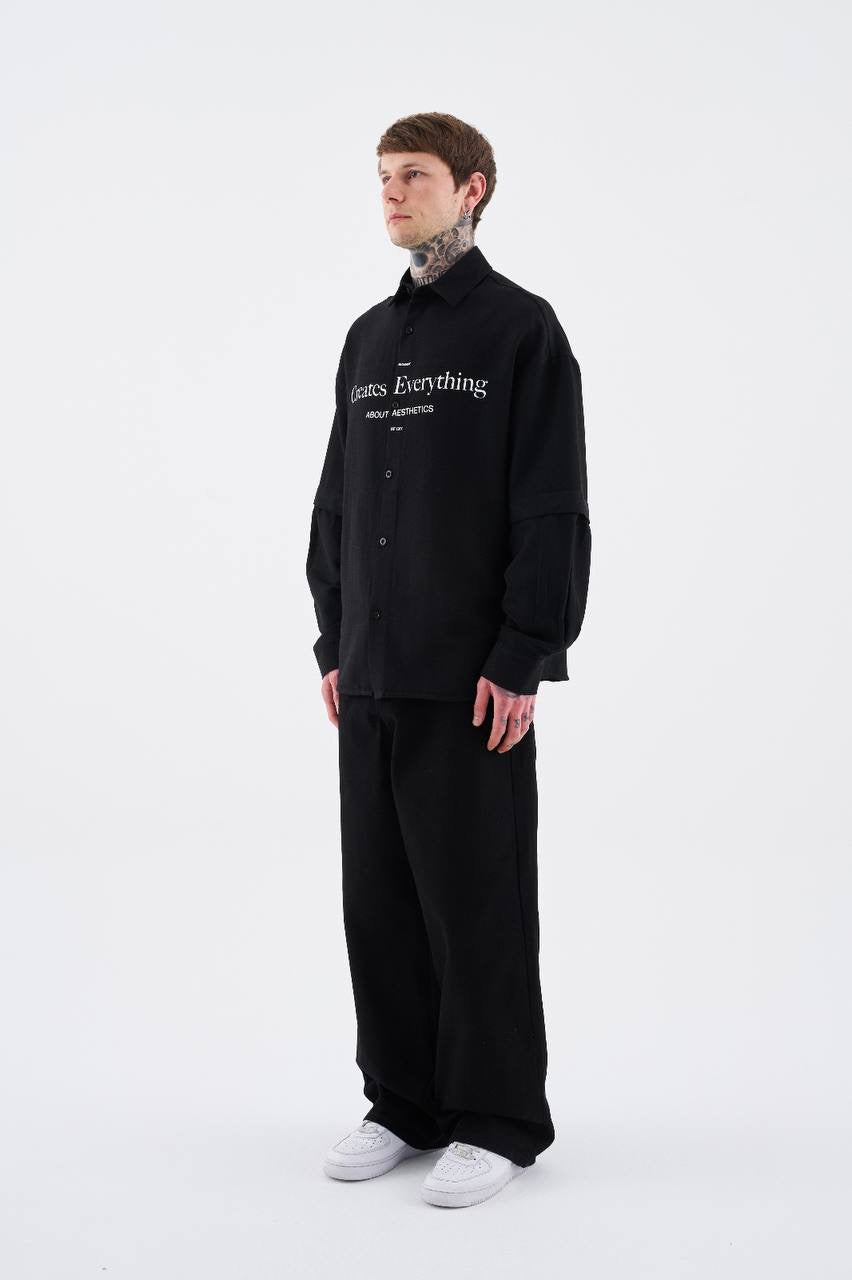 Men's Boxy Fit Casual Shirt with Detachable Sleeves in Soft Cotton