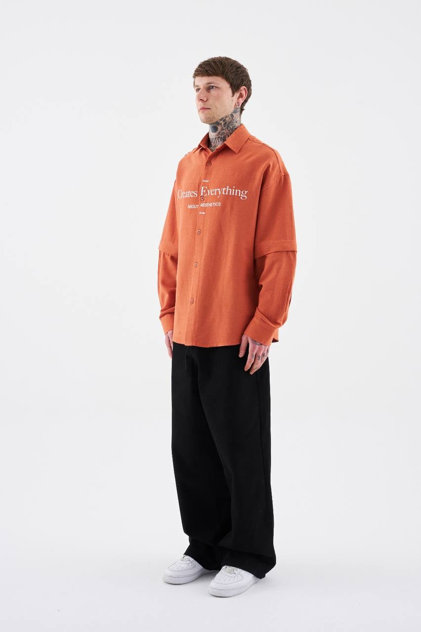 Men's Boxy Fit Casual Shirt in Soft Cotton – Orange