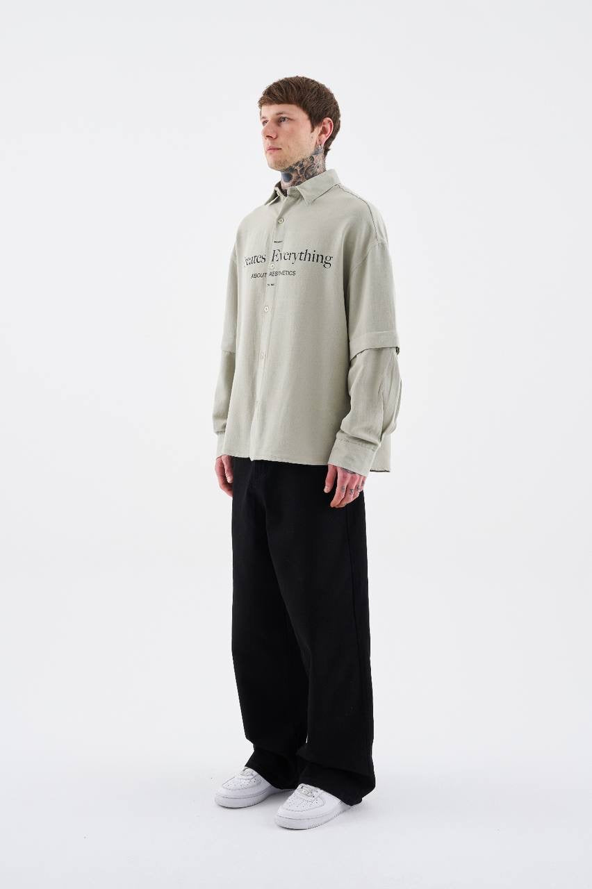 Men's Boxy Fit Casual Shirt with Printed Detachable Sleeves in Soft Cotton