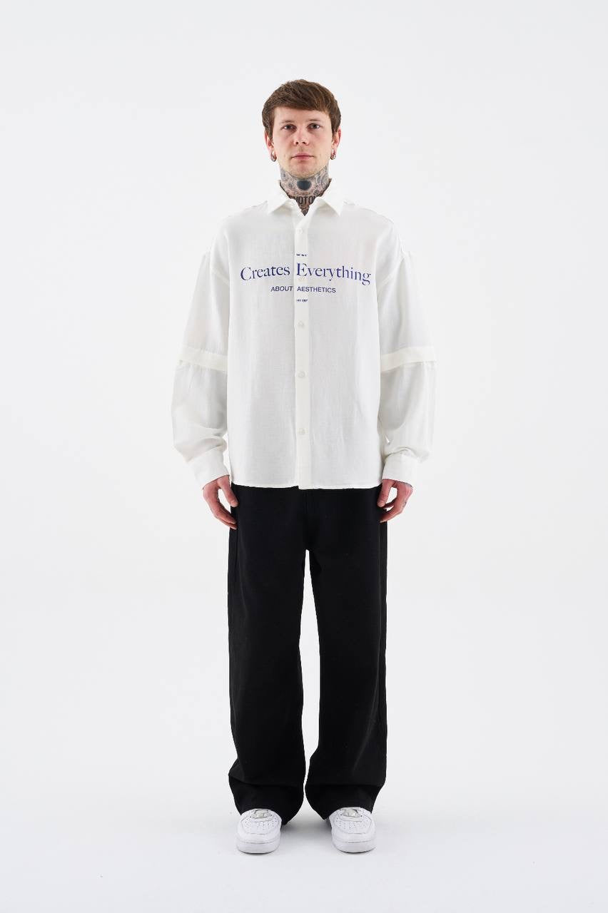 Men's Boxy Fit Casual Shirt with Printed Detachable Sleeves in Soft Cotton