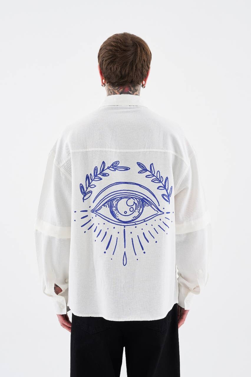 Men's Boxy Fit Casual Shirt with Printed Detachable Sleeves in Soft Cotton