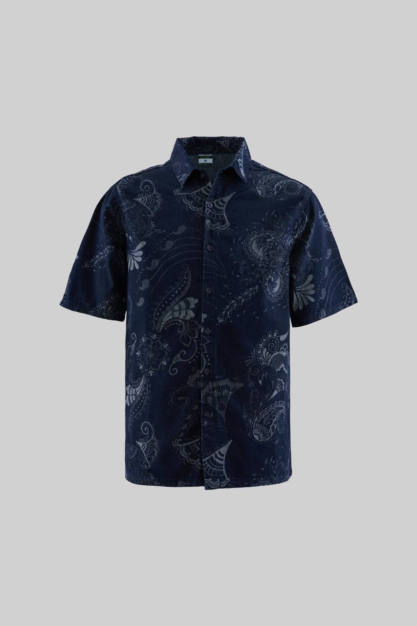 Men's Boxy Fit Short Sleeve Paisley Print Shirt in Soft Cotton