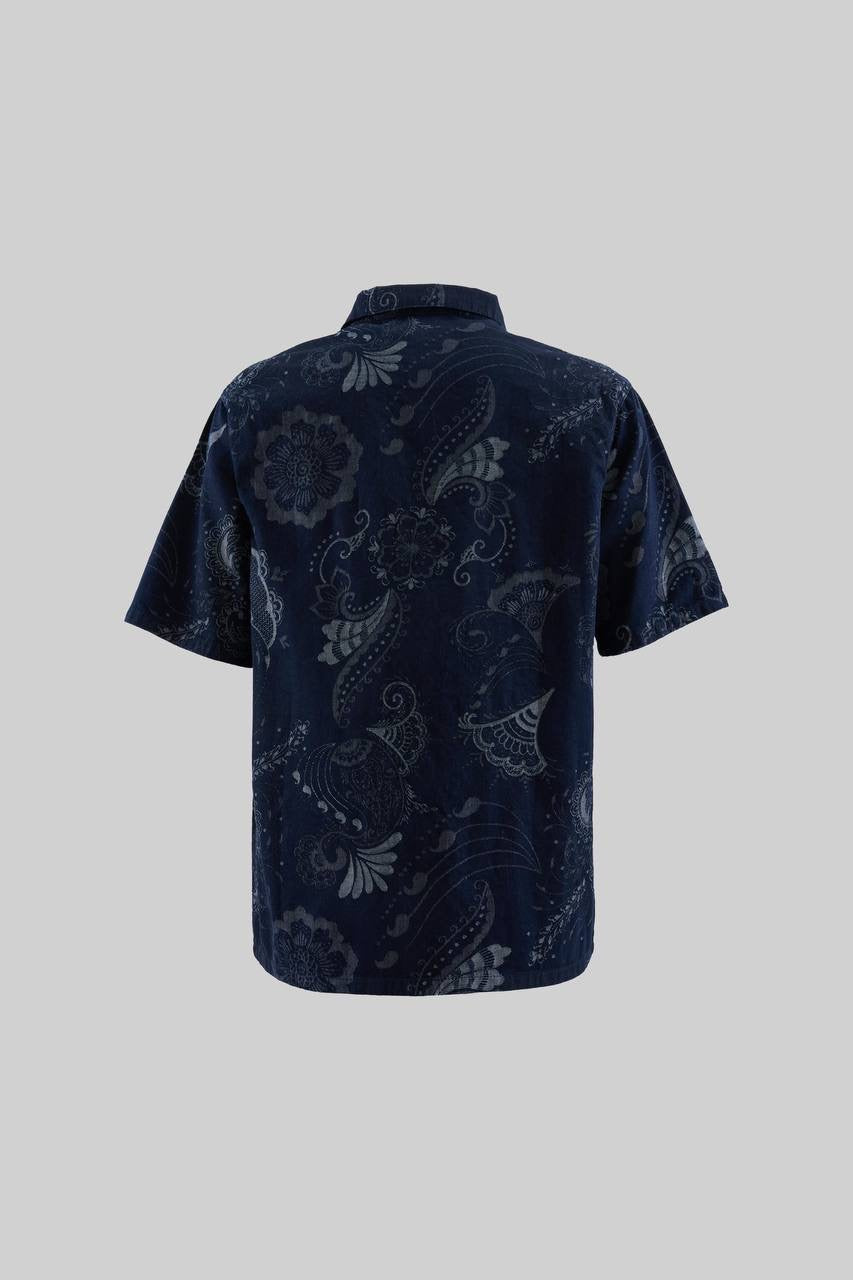Men's Boxy Fit Short Sleeve Paisley Print Shirt in Soft Cotton