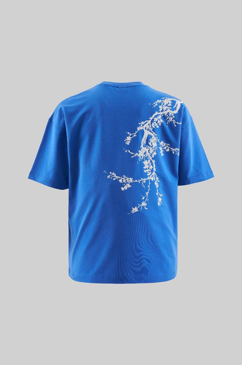 Men’s Boxy Fit White Floral Print Short Sleeve T-Shirt in Soft Cotton