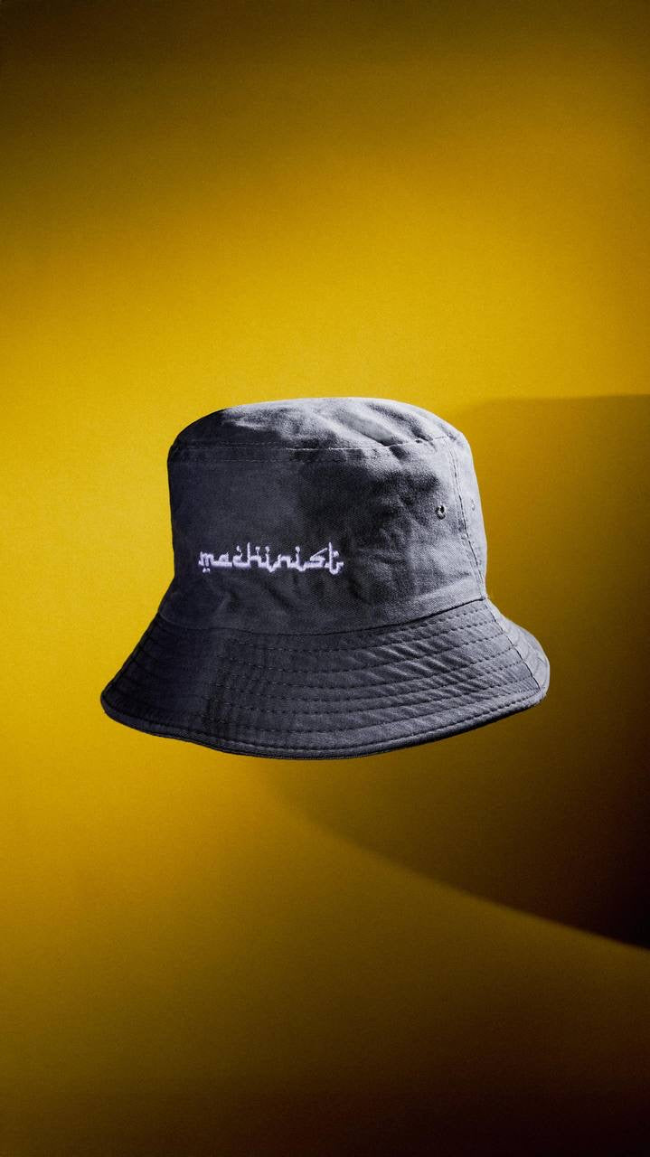 Unisex Cotton Bucket Hat with Embroidered Machinist Logo in Black
