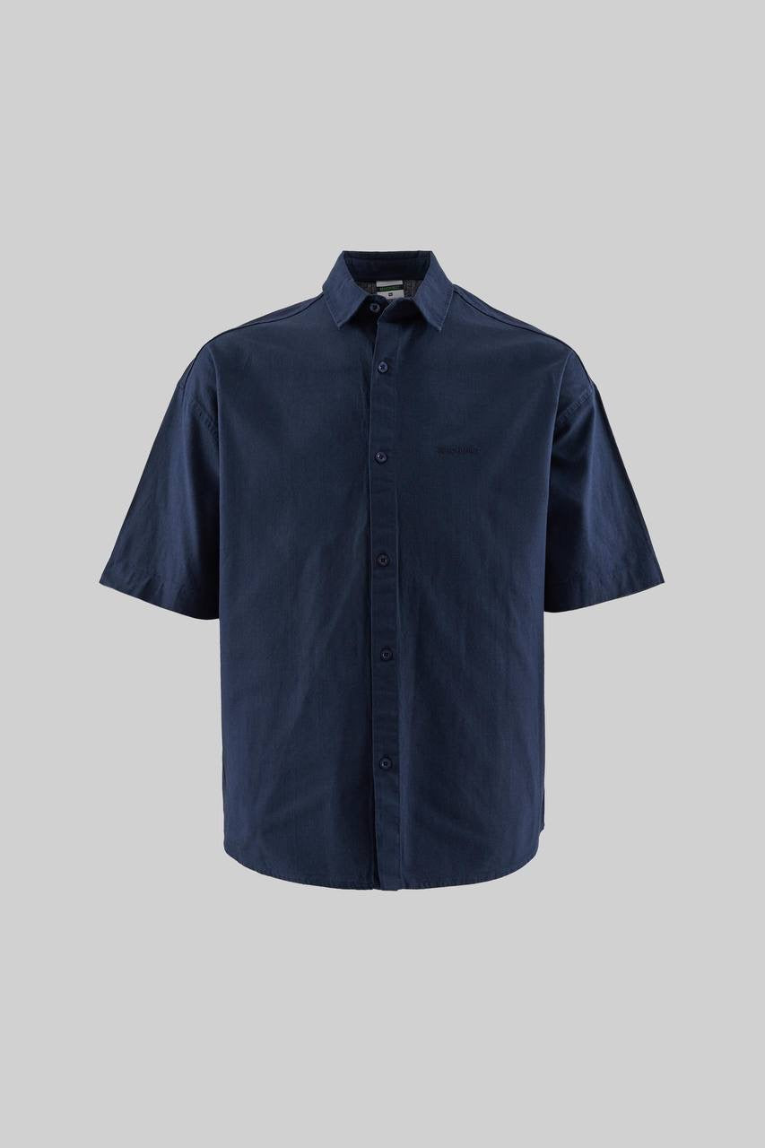 Men’s Relaxed Fit Short Sleeve Linen Shirt with Tonal Stitching