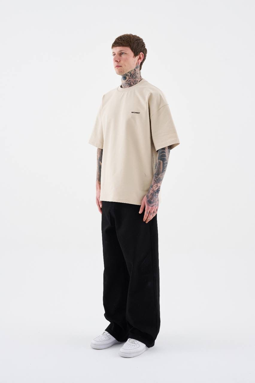 Men’s Boxy Fit Short Sleeve T-Shirt in Soft Cotton - Beige