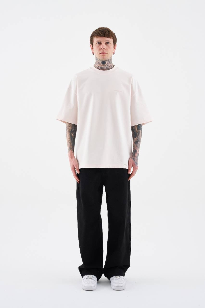 Men’s Drop Shoulder Cotton T-Shirt Cream Elegant