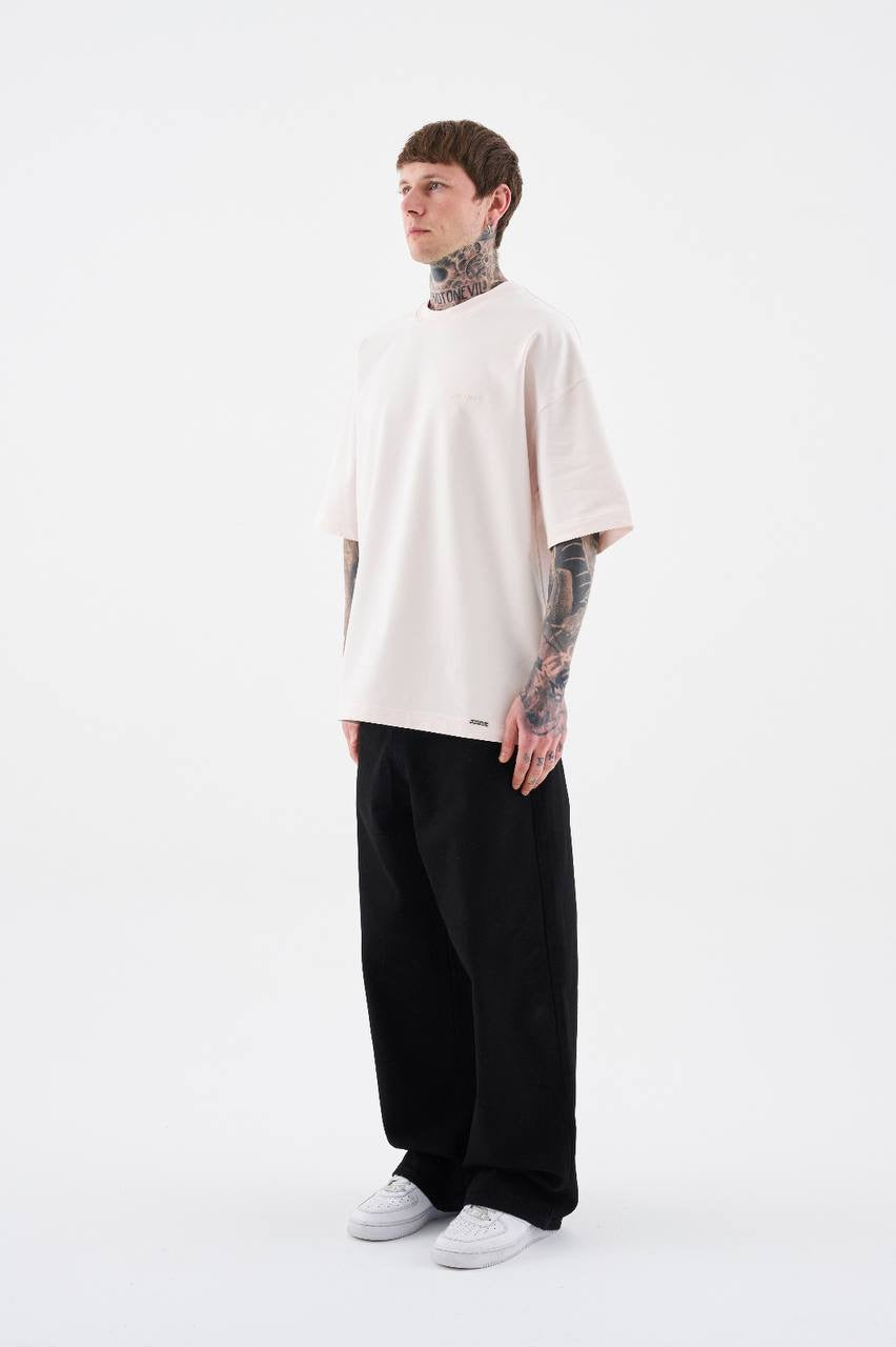 Men’s Drop Shoulder Cotton T-Shirt Cream Elegant