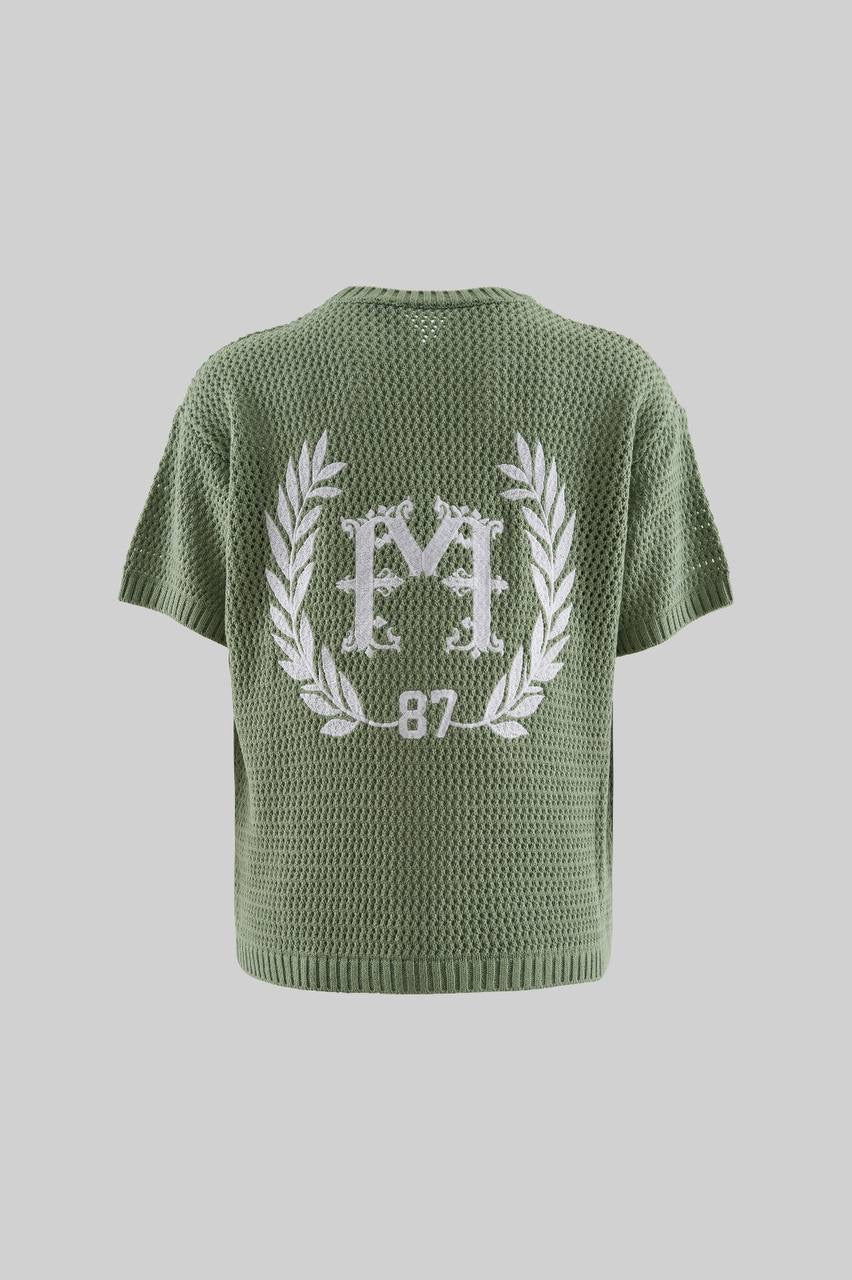 Aqua Green Knit College T-Shirt for Men Vintage Inspired