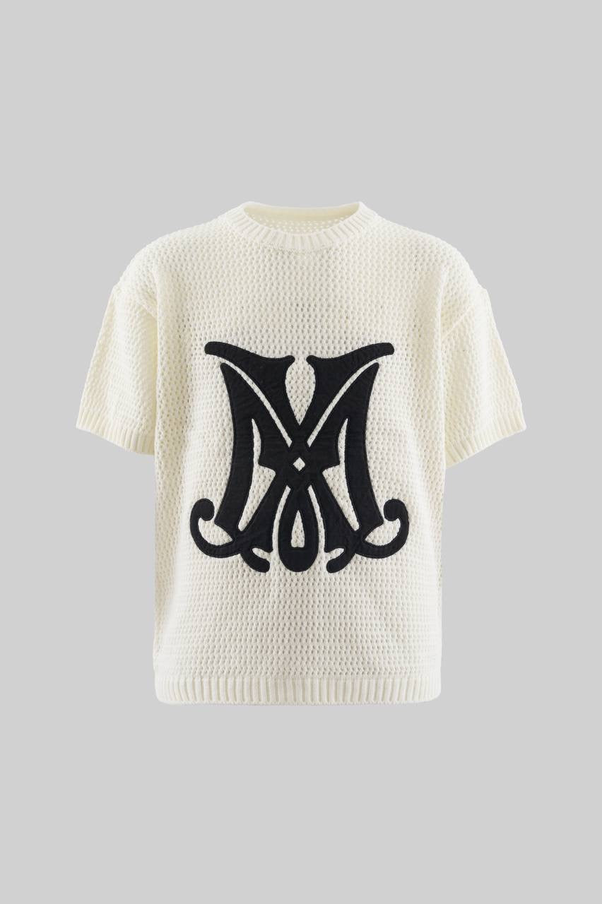 Men's Knıt M Letter Applıque Tee Black