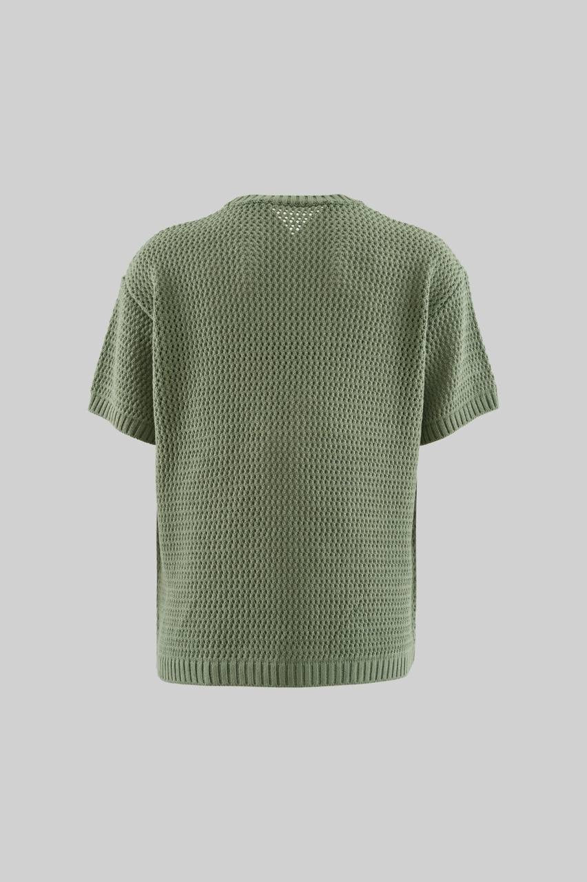 Men’s Knit Applique T-Shirt with Textured ‘M’ Letter