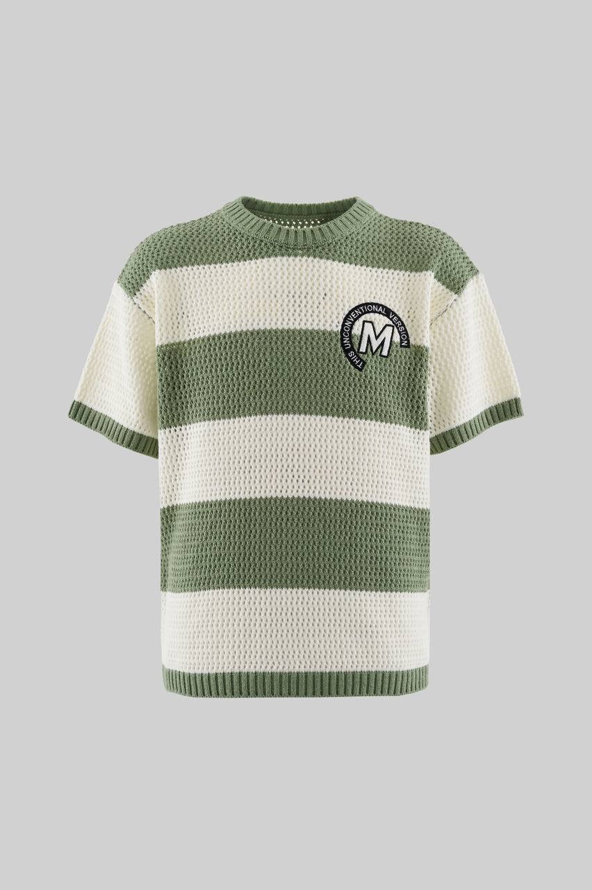 Men’s Striped Short Sleeve Knit Top in Soft Cotton