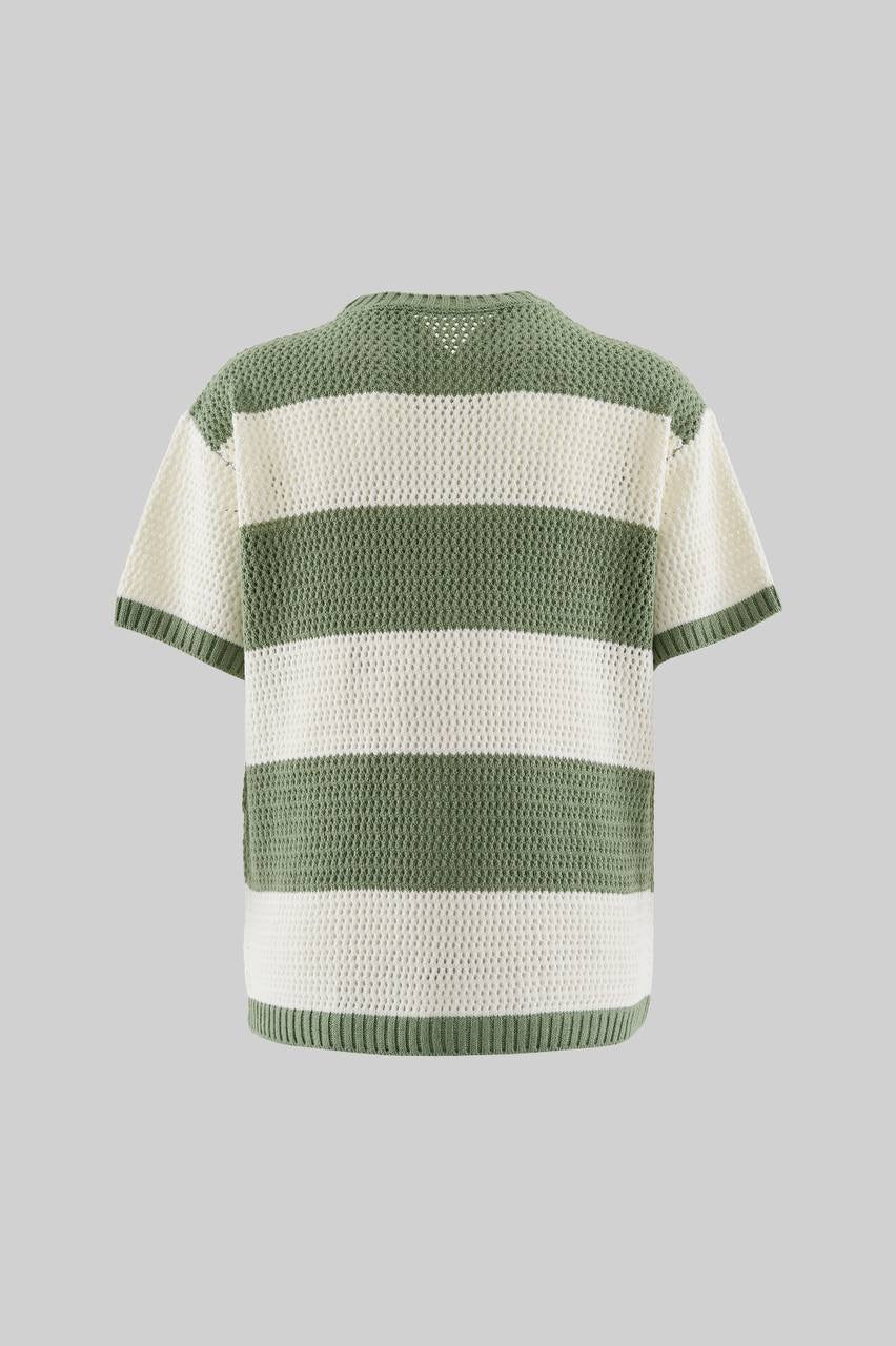 Men’s Striped Short Sleeve Knit Top in Soft Cotton