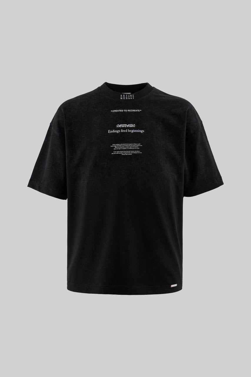 Men’s Boxy Fit Slogan Printed Crew Neck Short Sleeve Cotton T-Shirt
