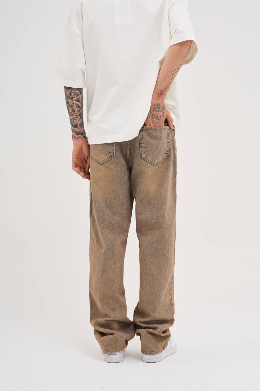 Men's Baggy Fit Cargo Jeans in Washed Denim