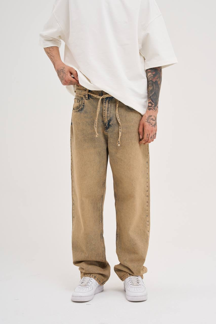 Men’s Oversized Baggy Fit Washed Jeans in Ice Gray