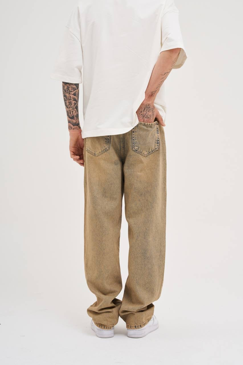 Men’s Oversized Baggy Fit Washed Jeans in Ice Gray