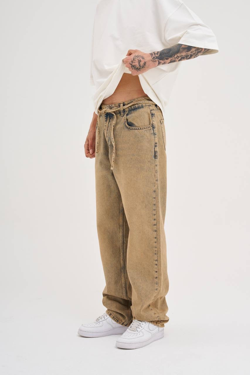 Men’s Oversized Baggy Fit Washed Jeans in Ice Gray