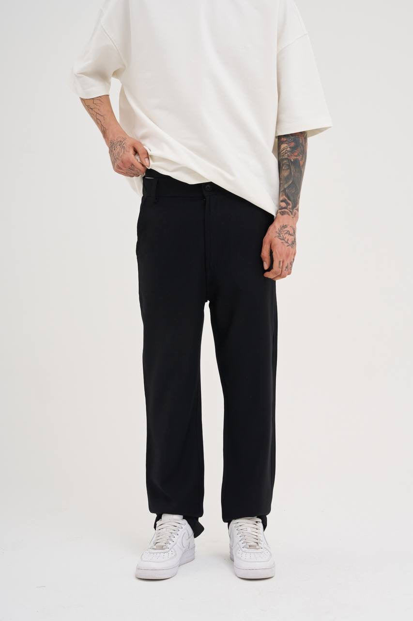 Men’s Relaxed Fit Linen Trousers in Jet Black