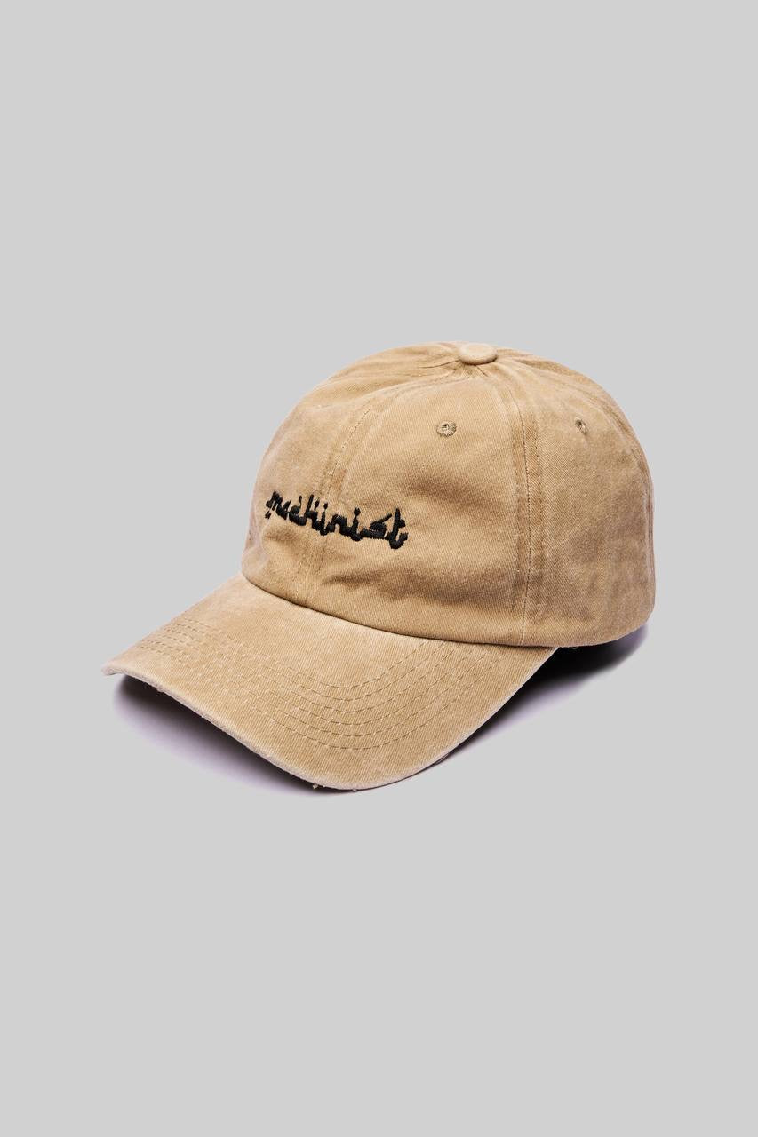 Unisex Embroidered Baseball Cap in Beige Cotton