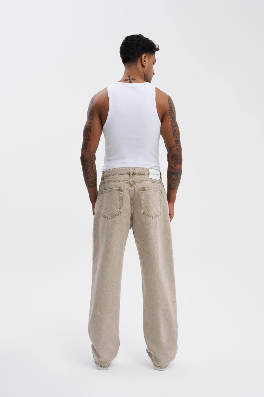 Machinist Relaxed Baggy Jeans – Distressed Beige