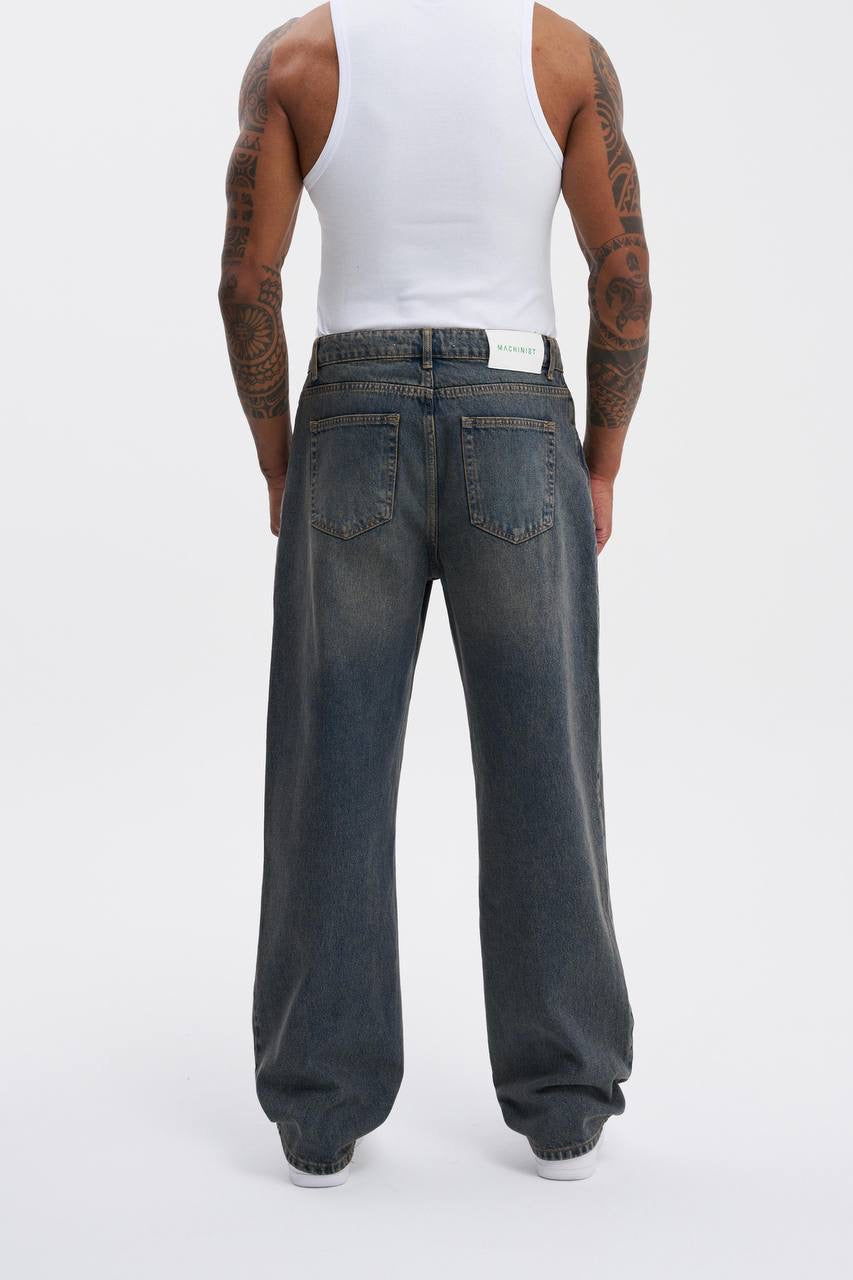 Machinist Men’s Oversized-Effect Baggy Dark Blue Jeans